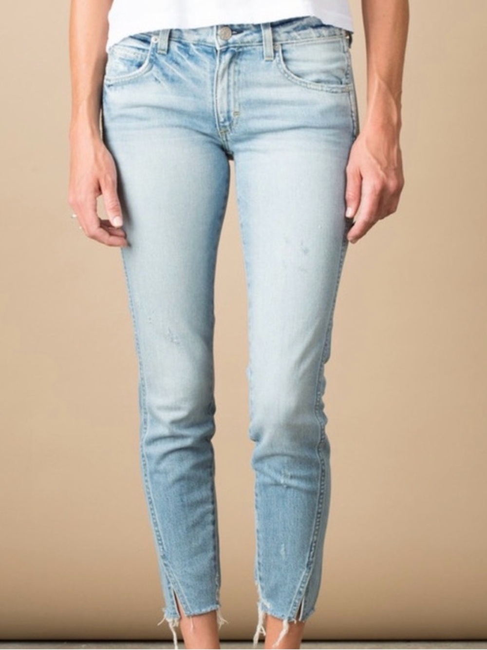 Amo Twist Cropped Fairfax Light Blue Skinny Jeans for Women sz 27